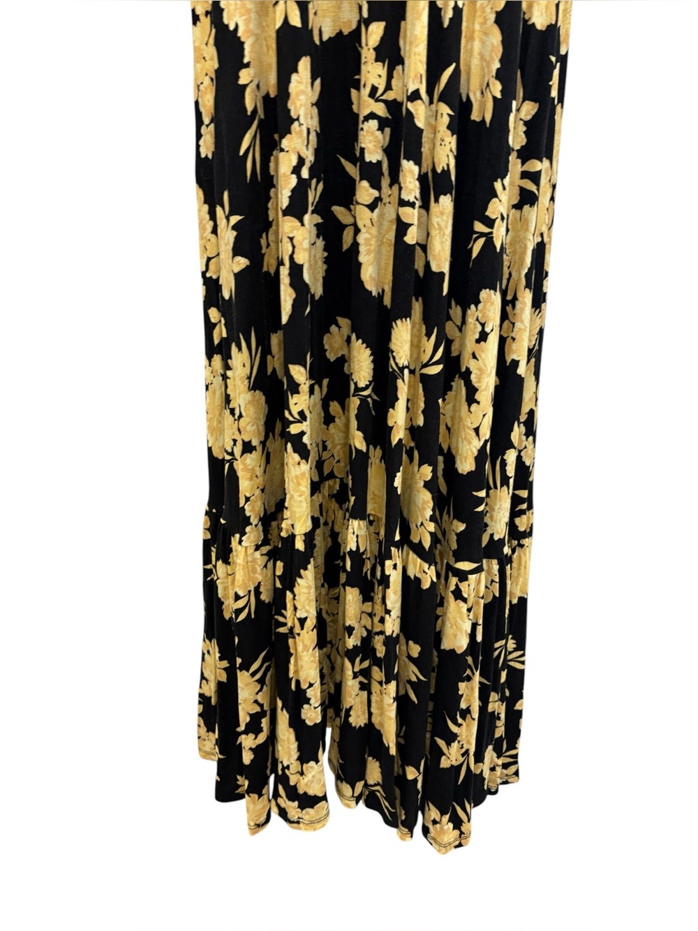 TORRID Women’s Sleeveless Tiered Maxi Dress Sundress Yellow Black Floral Size 1 - Picture 9 of 16